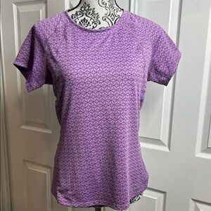 L.L. Bean Purple Patterned Short Sleeve Tee S Pocket